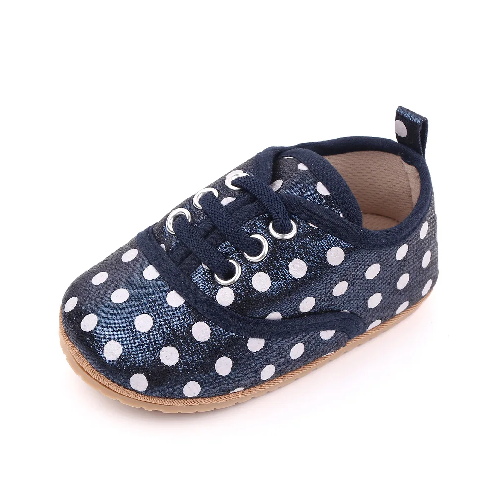 Solid Color Sparkling Round Polka Dot Decorative Elastic Baby Soft Soled Toddler Shoes details
