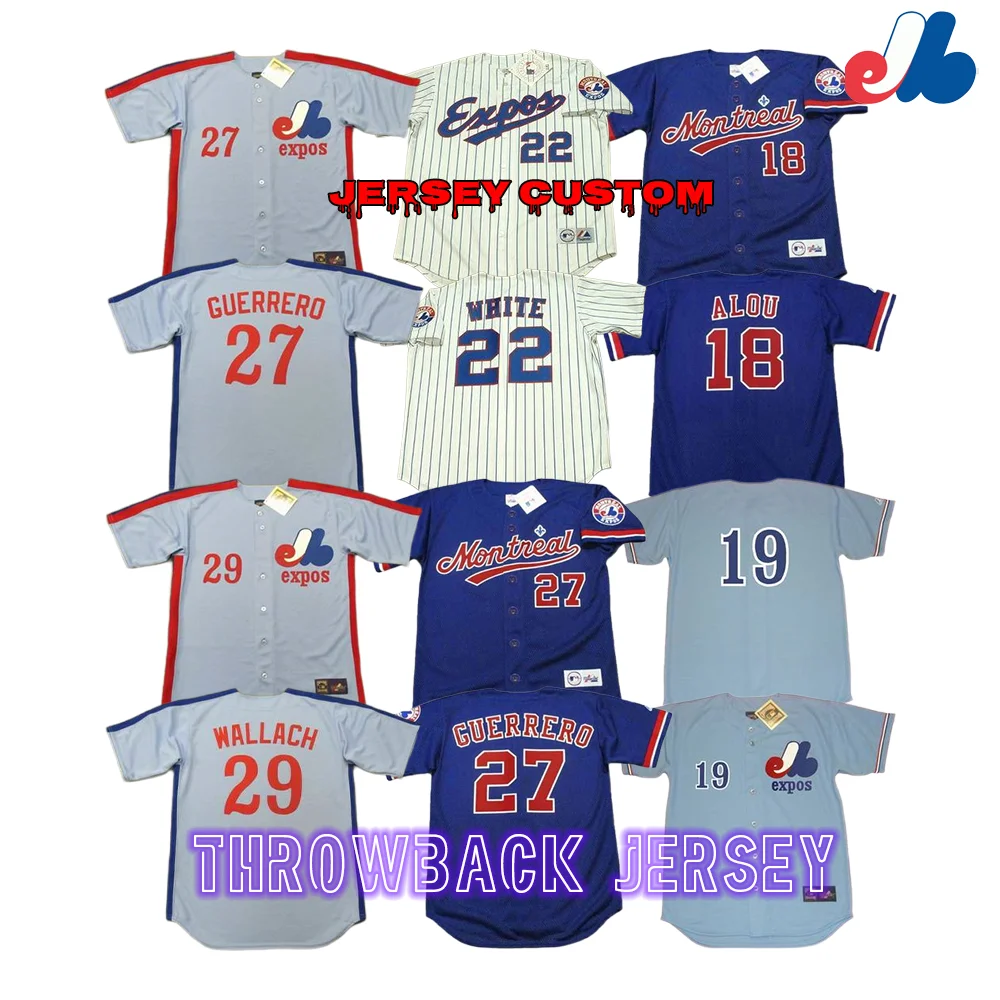 Men's Montreal Expos 18 Moises Alou 22 Rondell White 27 Vladimir Guerrero  29 Tim Wallach Throwback Baseball Jersey Stitched S-5x - Buy Montreal Expos