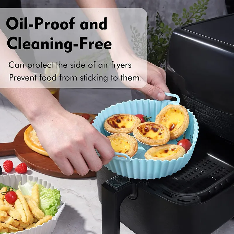 Kitchen Nonstick Bakeware Pan Round Reusable Air Fryer Silicone Oven Baking Tray Mat Accessories Air Fryer Silicone Pot