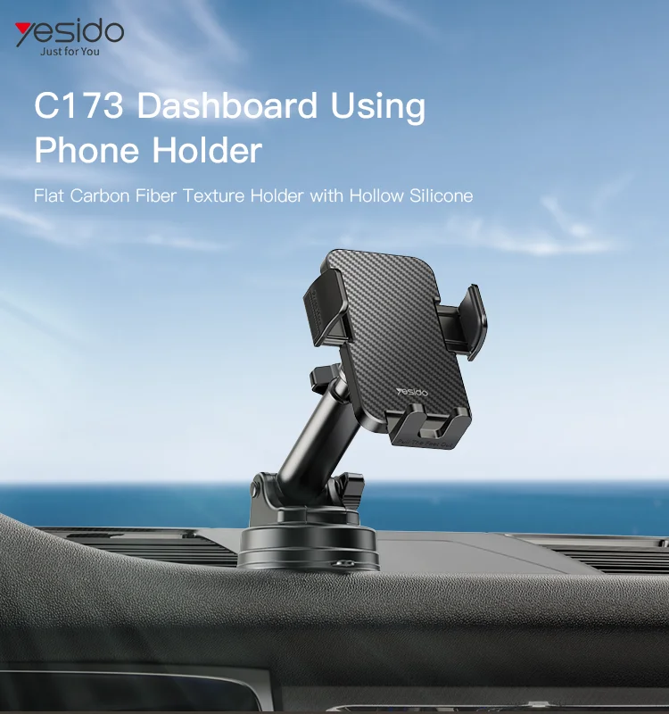 Yesido C173 Flat Carbon Fiber Texture Holder with Hollow Silicone Dashboard Using Phone Holder