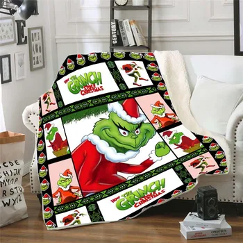 Factory Custom Cute Green Grinch Christmas Blanket 3d Digital Printed ...