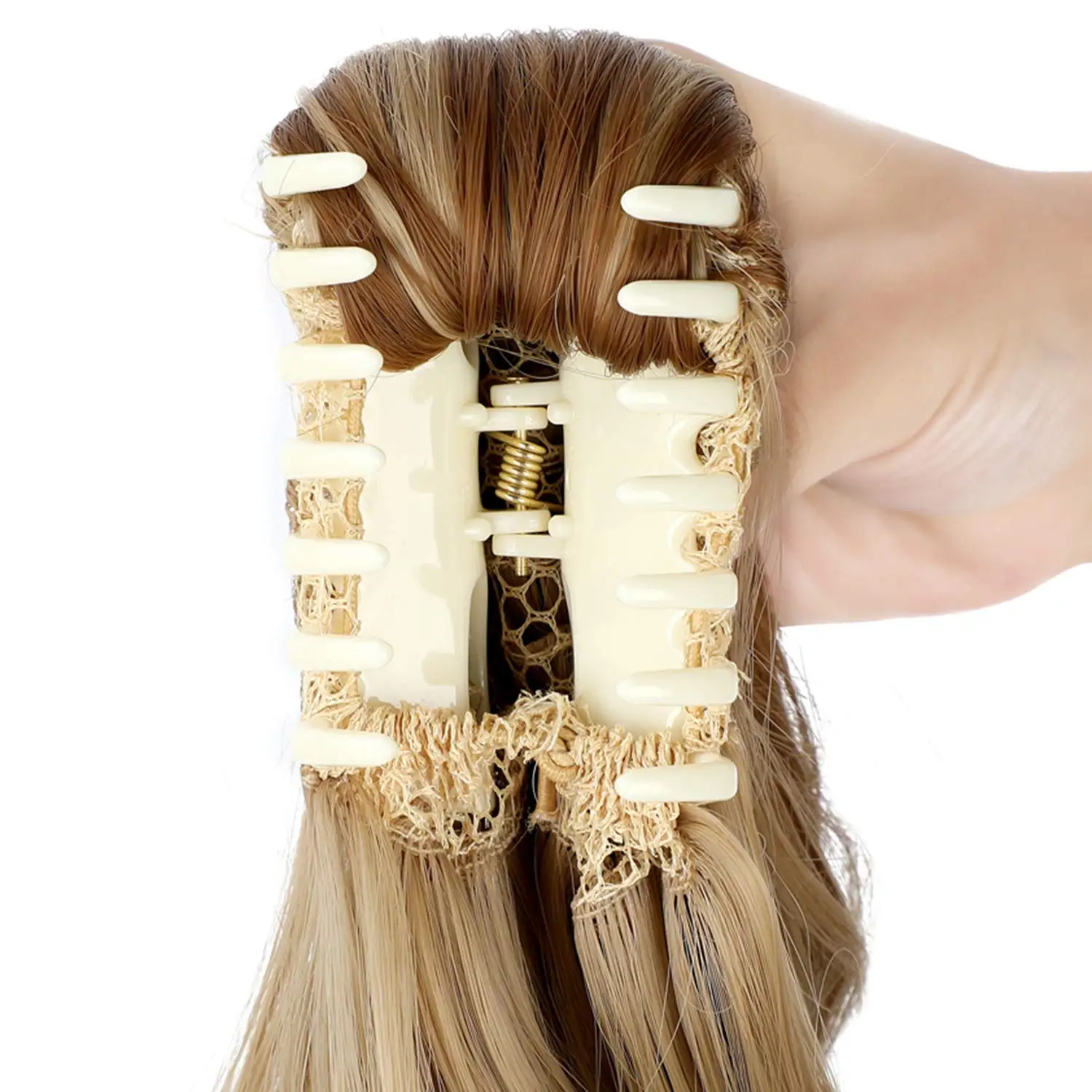 Высококачественный цельный маленький Волнистый зажим для конского хвоста 16 дюймов кудри для женщин пепепельный блонд смешанный коричневый