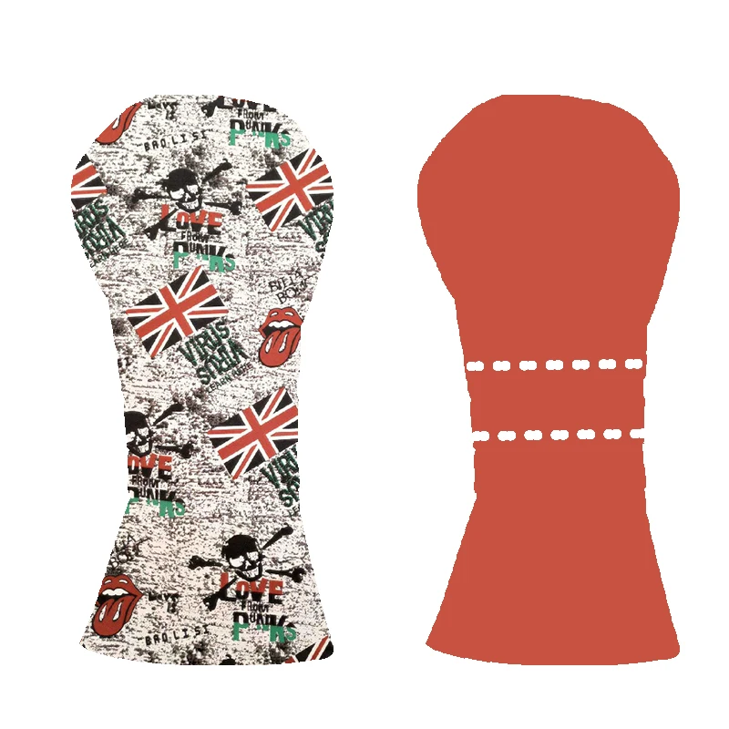 England Flag Printing Golf Stitching Logo Club Leather Headcovers