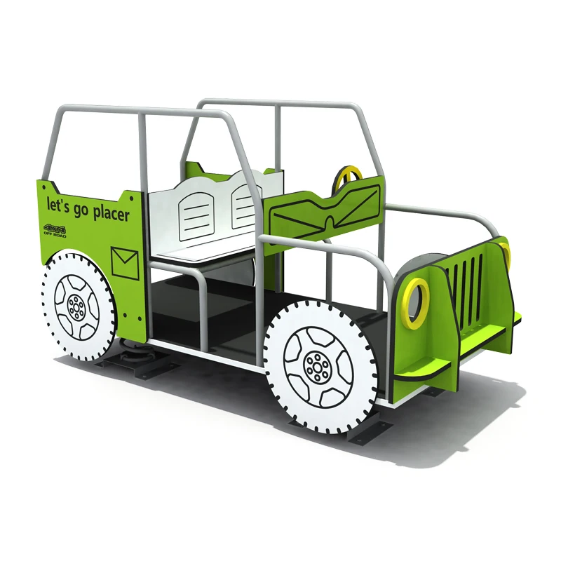 High Quality Fun Shape Bus Spring Rider Car Toy for Kids PE & Steel for Adventure Park Public & School Playground