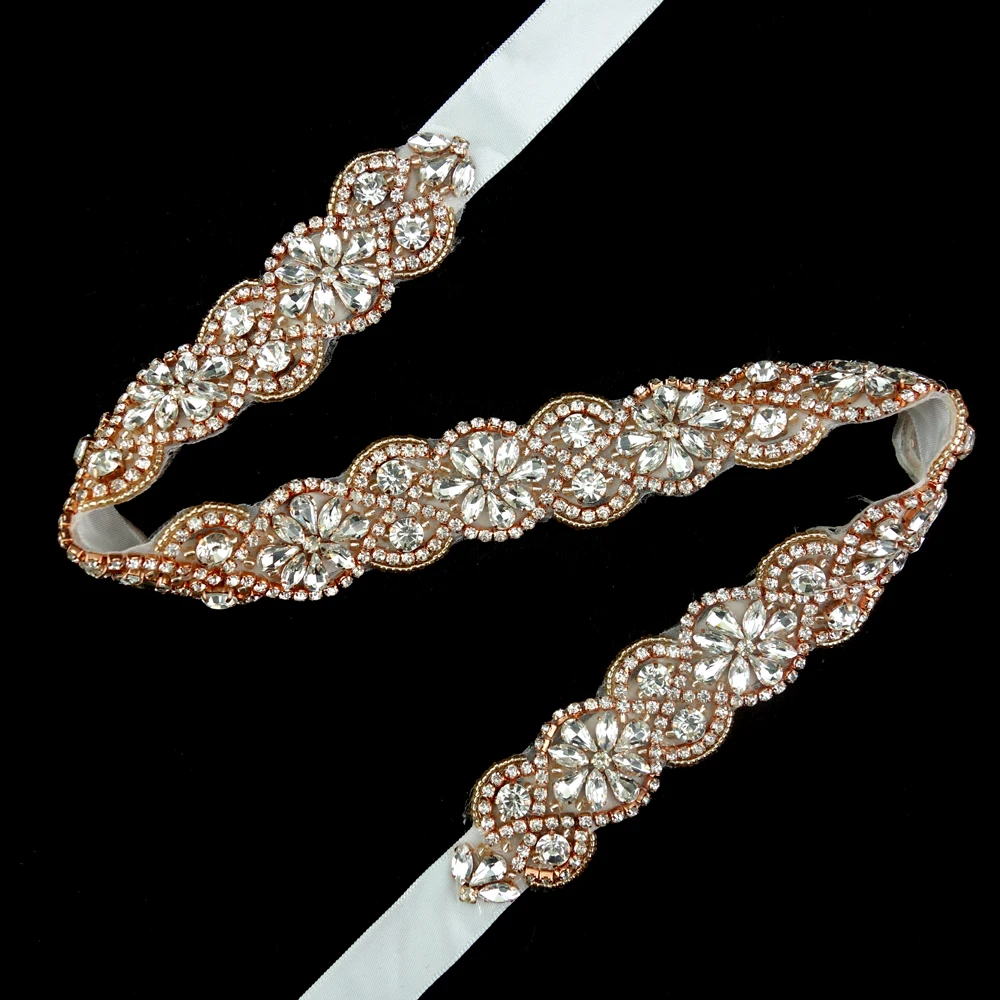Classic Design 2cm Stunning Rose Gold Rhinestone Bridal Dress Sash Crystal Wedding Belt Classic Design 2cm Stunning Rose Gold Rhinestone Bridal Dress Sash Crystal Wedding Belt