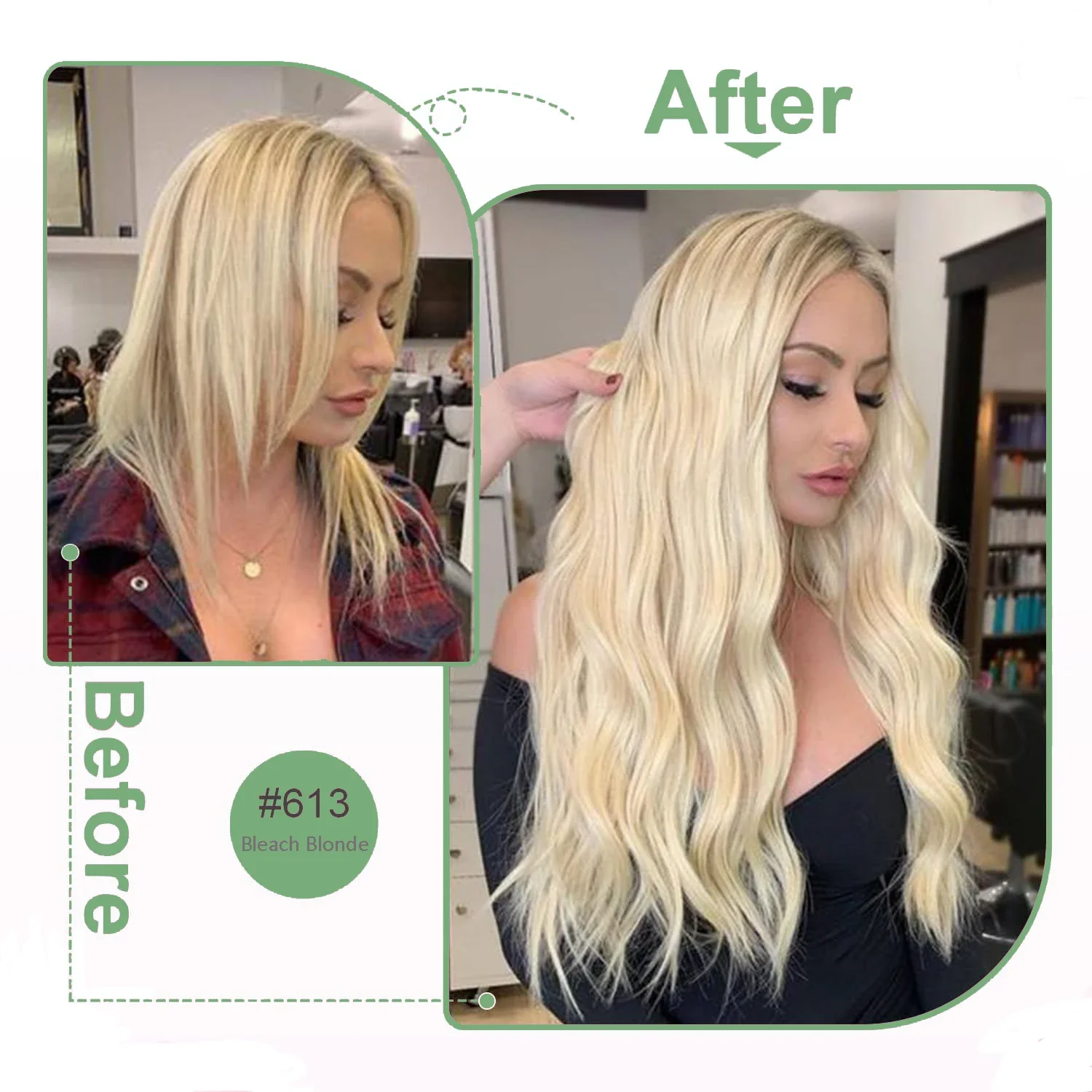 Extensii de păr cu bandă adezivă, blond 613, păr uman Remy, fără sudură, 20 buc._voghion.com