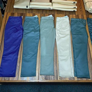 Men's Casual Slim Fit Office Trousers Mid Waist Business Pants with Straight Casual Pants