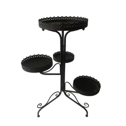 Creative Design Foldable Metal Plant Stand with Tree Shaped 4 Holders Flower Pot Display Rack for Outdoor Garden and Flower Shop