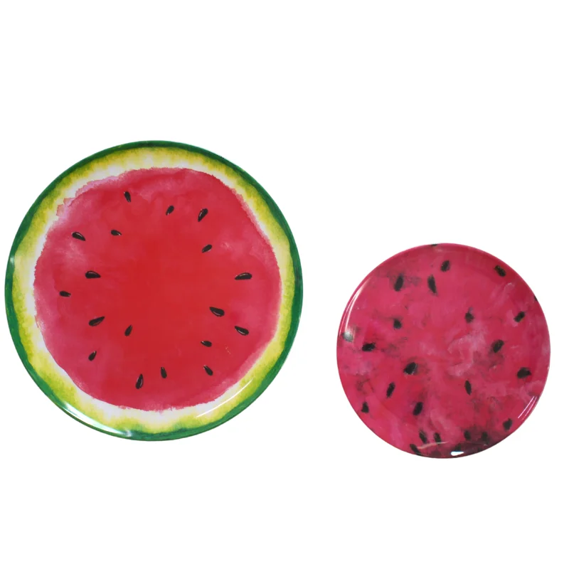 2022 Summer Dinnerware Round Shape Melamine Plate and Dish Watermelon Pattern