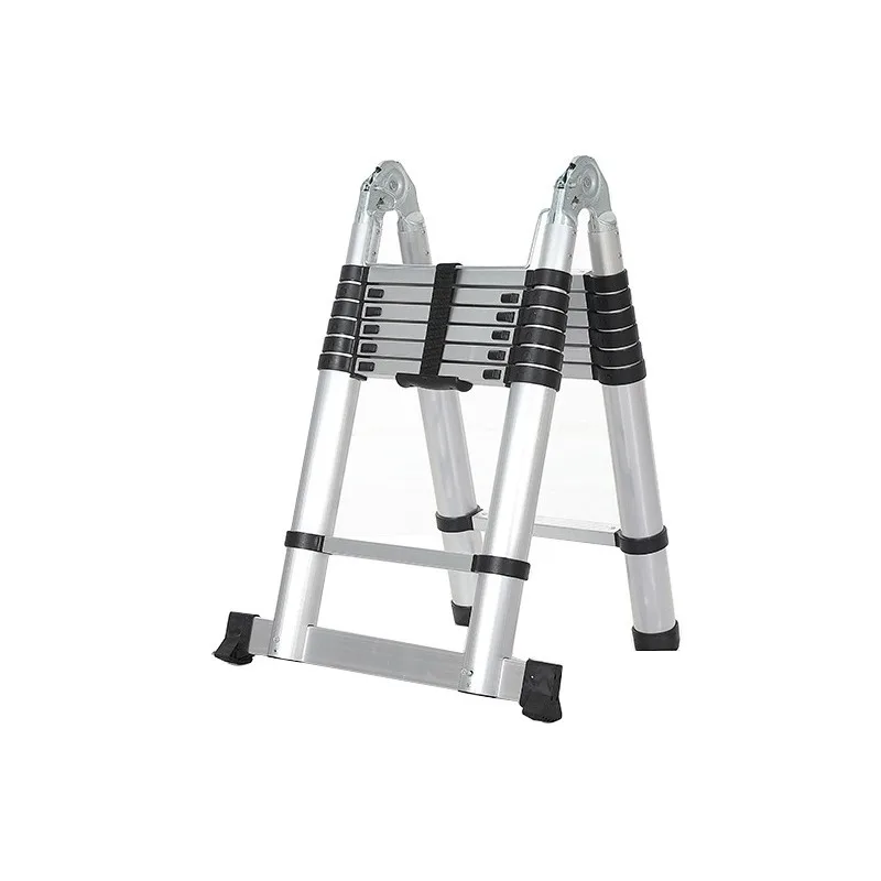 Double Sided a Frame Telescopic Ladder Aluminum Telescoping Extension Ladder Multi-purpose With Stabilizer Bar for Home Carton