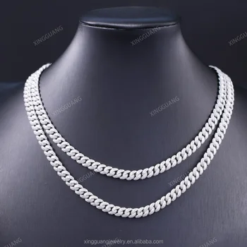 RTS 6 mm GRA Moissanite Chain S925 Sterling Silver Diamond Cuban Link Chain hiphop fine jewelry necklace