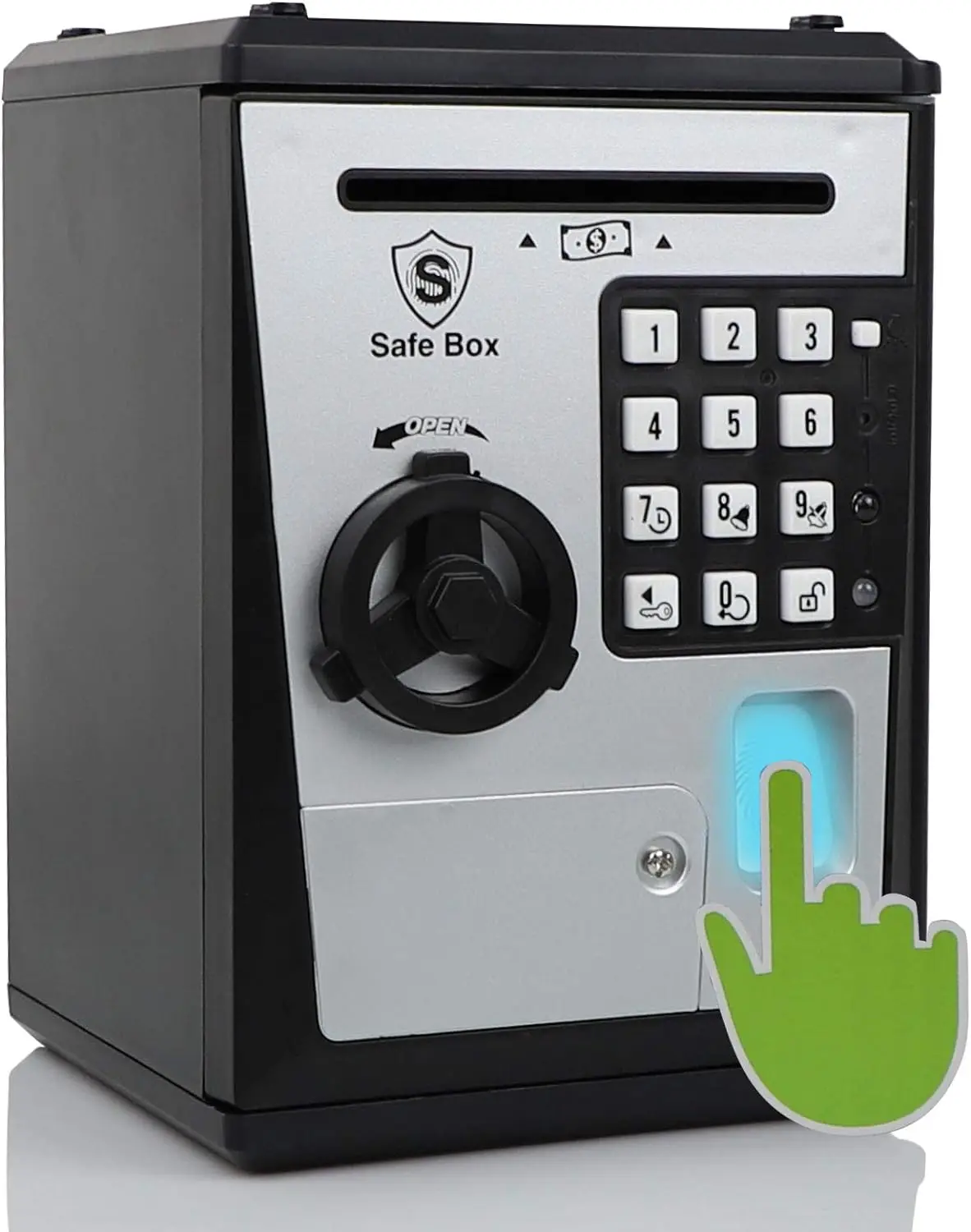 Mini ATM Savings Bank for Real Money, Electronic Voice Piggy Banks, Fingerprint Password, Kids Safe Box, Cool Stuff Gift