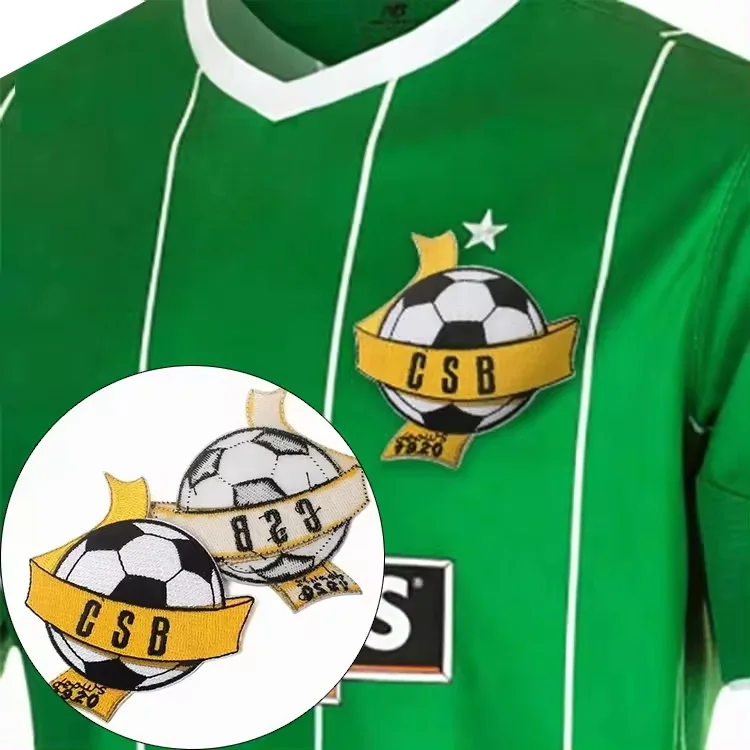 Custom Gold Metallic Embroidered Logo Embroidery Patches With Hook and Loop details