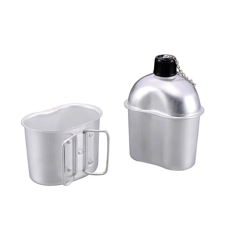 Outdoor Camping Hiking Accessories 0.8L Aluminum Canteen Water Cup Sport Bottle Travel Set Bottle