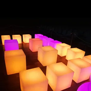 Plastic Outdoor Furniture Lighting Cube Luminous Party Chair for Party Wedding Garden