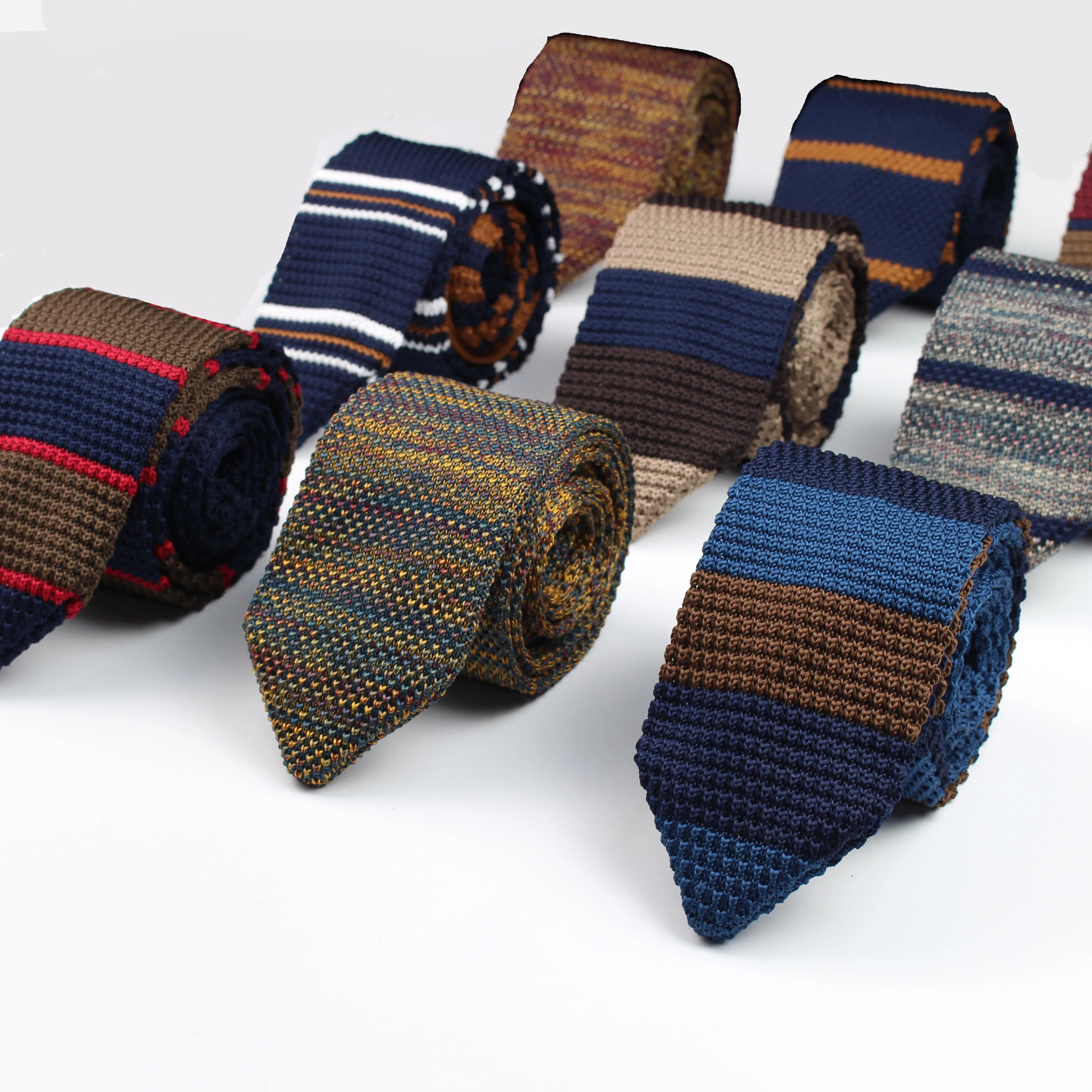 corbata de diseño tejido #3 Corbata de punto de ocio a rayas para hombre corbatas finas de cuello 