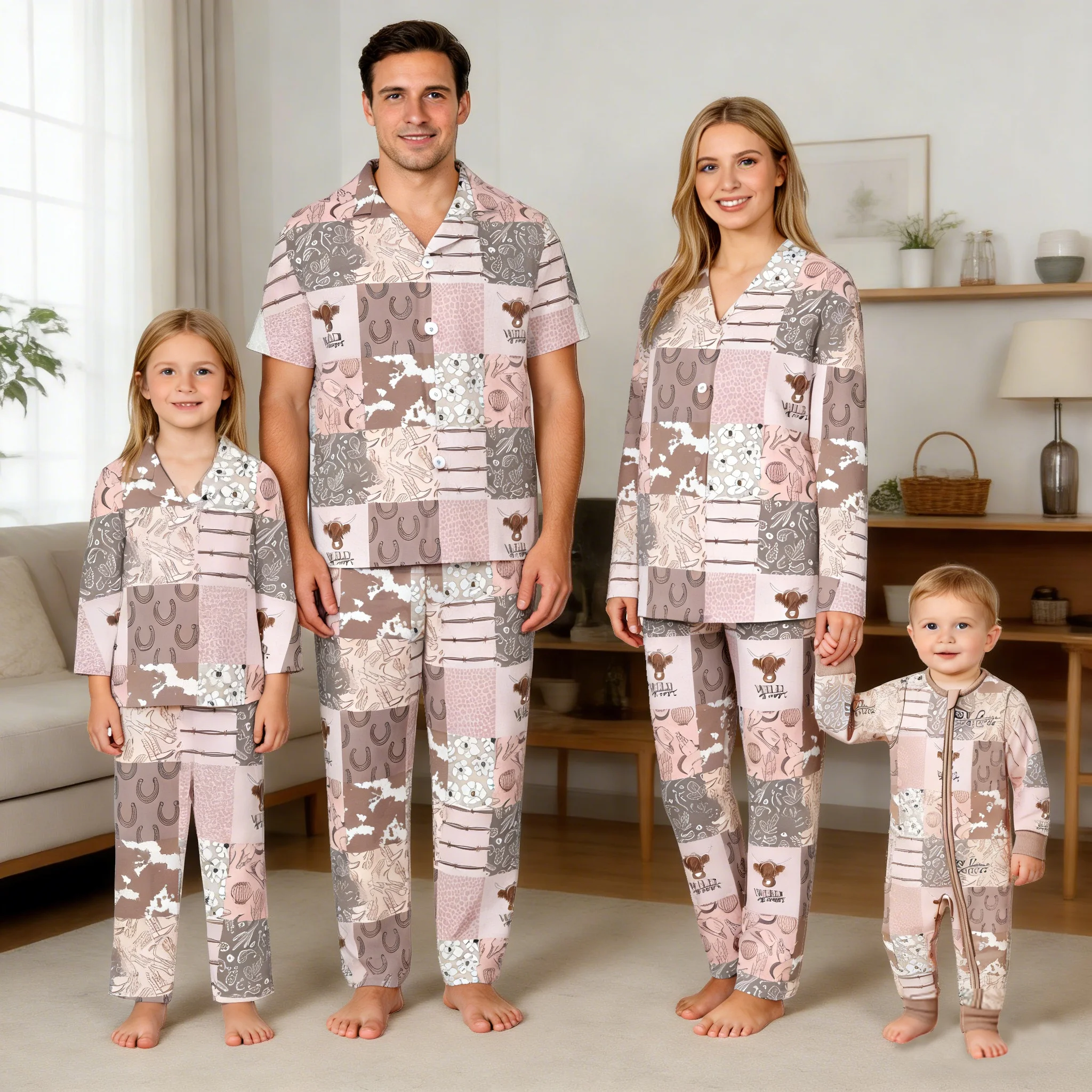 Bamboo Fiber Cloths Bamboo Pajamas Long Sleeve Kids Pajama Baby Rompers Men Women Sleepwear Family Matching Loungewear