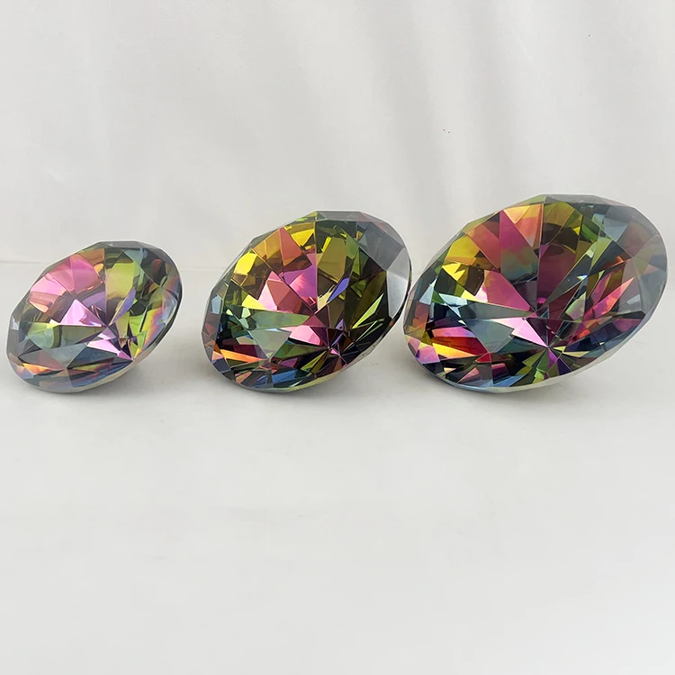 レインボーラウンドクリスタルダイヤモンドジュエル文鎮MH-9411