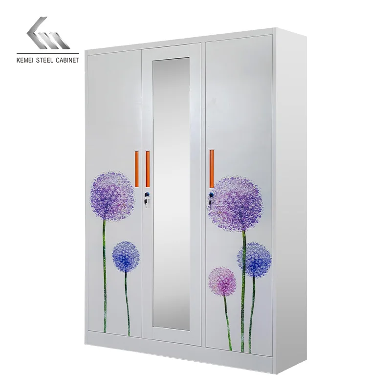Factory Wholesale 3 Door Steel Almirah Safe Locker Cabinet Metal Wardrobes