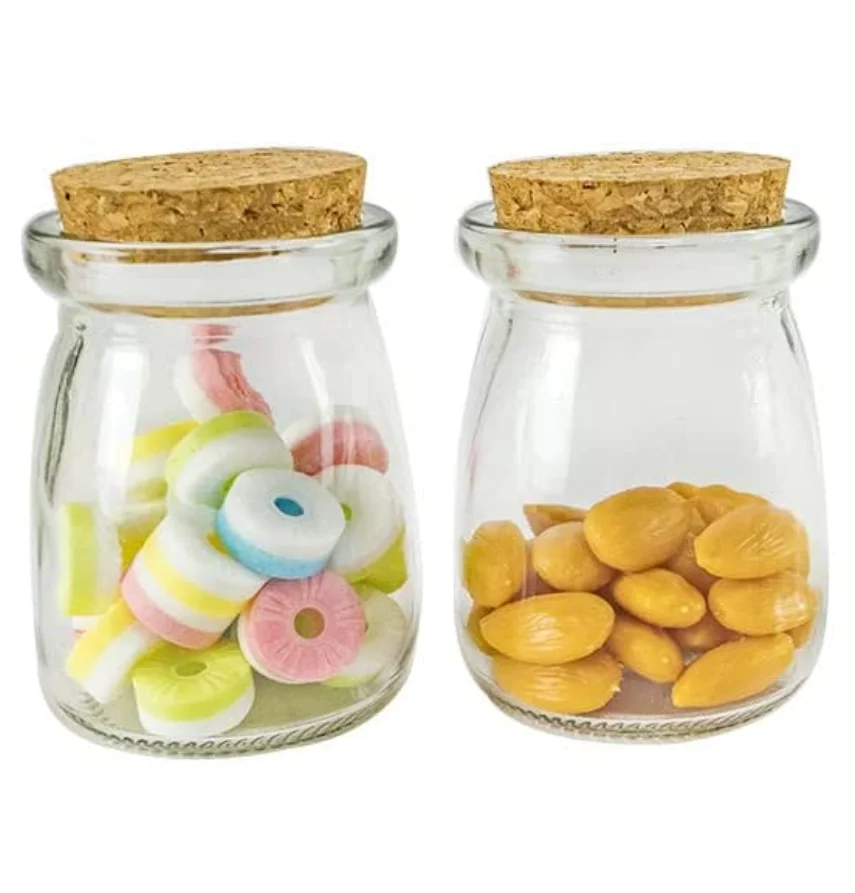 Mini Yogurt Jars, Favor Jars With Cork Lids, Glass Pudding Jars