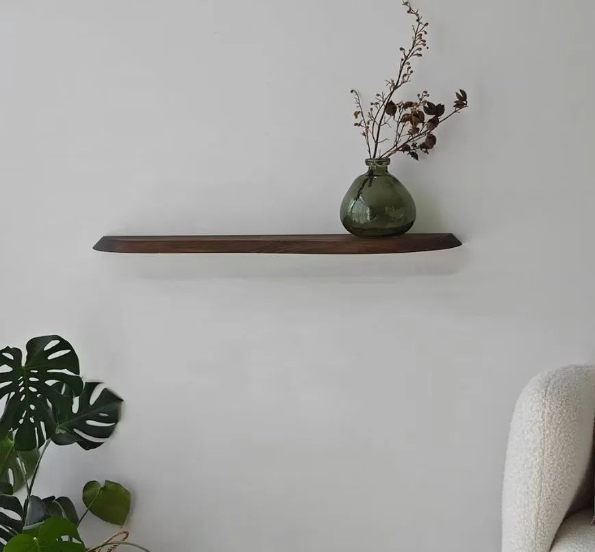 Rounded Corners Floating Shelf Modern Wooden Floating Shelf Unique Design Wall Decor Display Storage Wall Mounted Floating Shelf