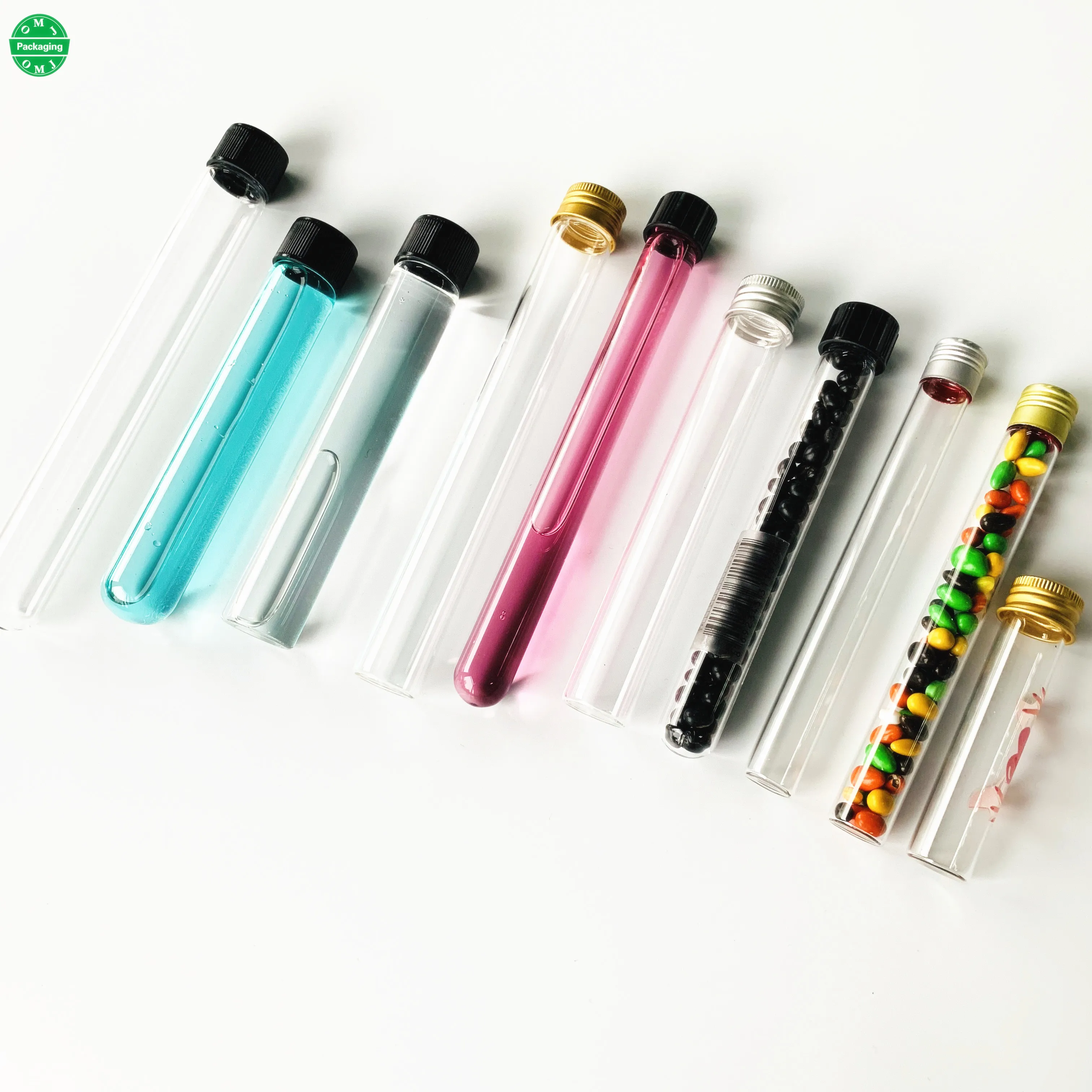 Transparent Empty Reusable Glass Test Tube Bottle With Cork Aluminum