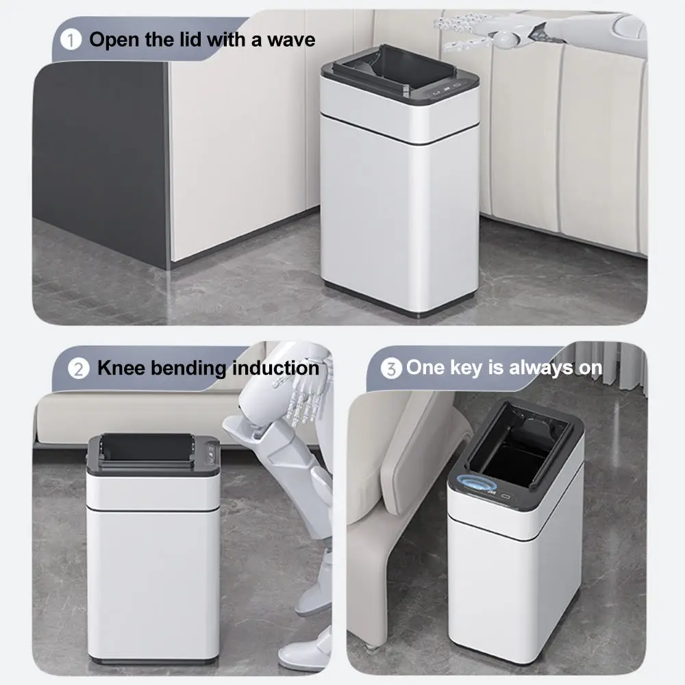 Trash Automatic Can Sensor Touchless Stainless Steel Dustbin 2024 New Garbage Can 15 Gallon Smart Induction Wastebasket Factory