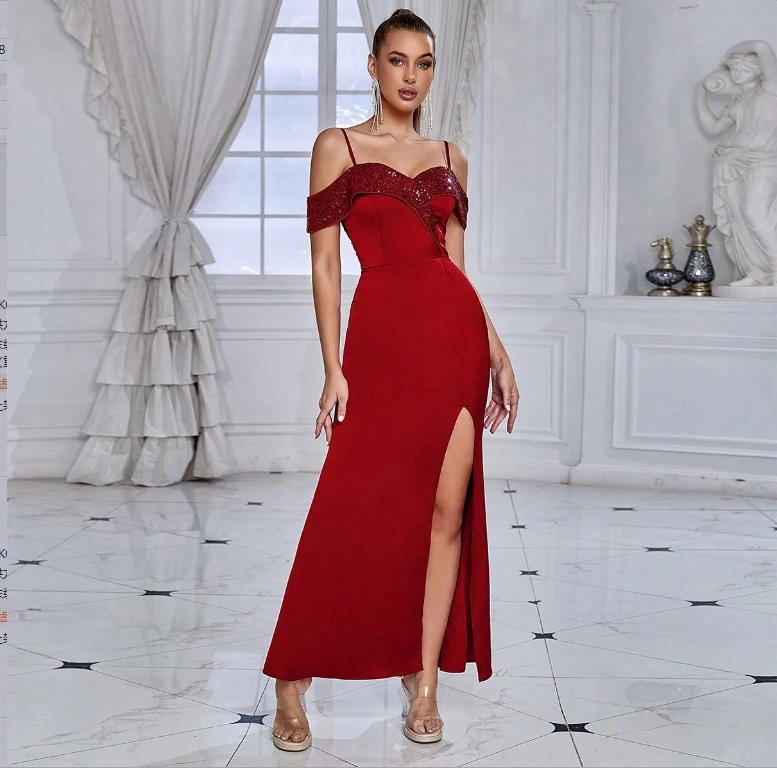 D&M OEM/ODM Off Shoulder Sequin Dresses Frosted Gown Formal Evening Vestidos Long Party Wear Wedding Gowns for Women Prom Dress D&M OEM/ODM Off Shoulder Sequin Dresses Frosted Gown Formal Evening Vestidos Long Party Wear Wedding Gowns for Women Prom Dress