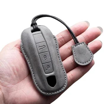 Leather Car Key Cover Case Shell For Porsche Panamera Carman Macann  Cayenne 911 970 981 991 996 Keychain Key Accessories