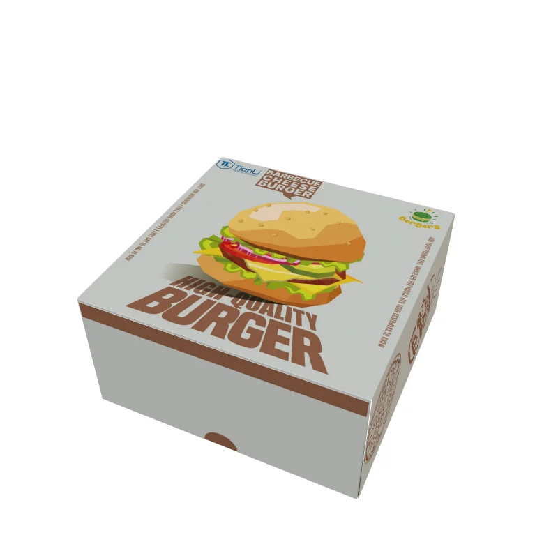 Hot Sale Foldable Hamburger Takeout Box High Quality Food Grade Hamburger Box Biodegradable Personalized Logo Hamburger Box