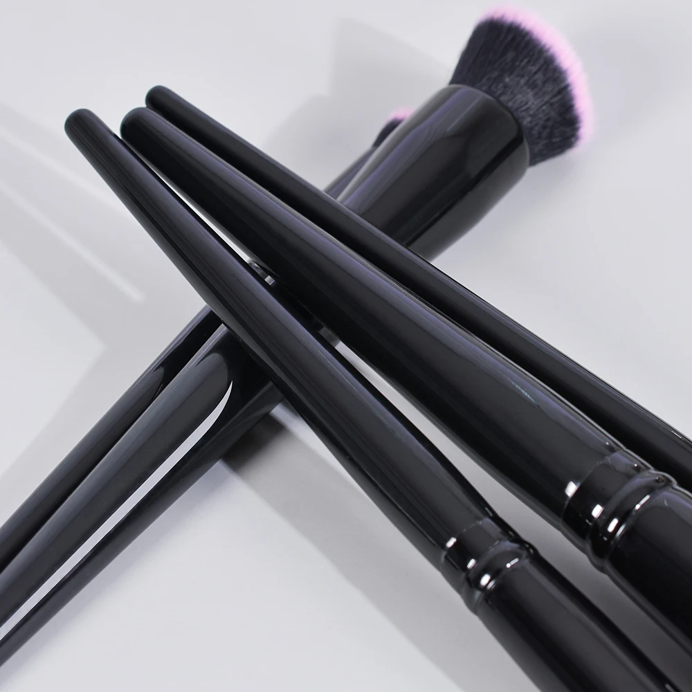 Bueart 18pcs Luxury Bling Light Black Private Label Glitter Sparkly Makeup Brushes Set Holder