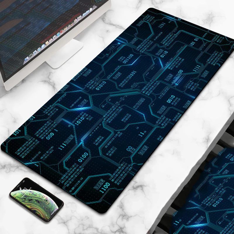XXL 90x40 cm black and white large mousepad computer gamer office stitched edge keyboard desk mat washable non-slip