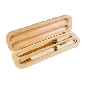 High Quality Christmas Gift Set Custom Engraving Logo ECO Friendly Wooden Roller Ball Pen and Letter Opener with Double Wood Box