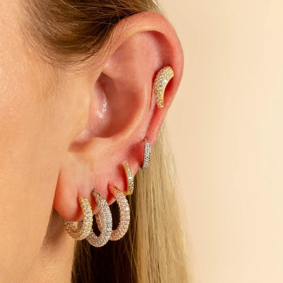★早期完売★Numbering Pave Huggie #3114★日本未入荷★大人気 100% 925 Sterling Silver Delicate Minimal Full Cubic
