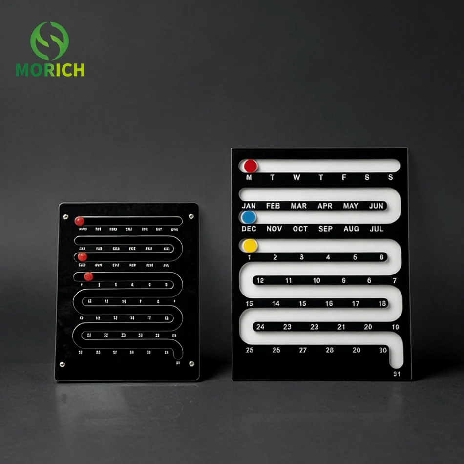 Custom Acrylic Perpetual Calendar Memphis Style Sliding Block Desk Calendar Creative Minimalist Desktop Display Stand