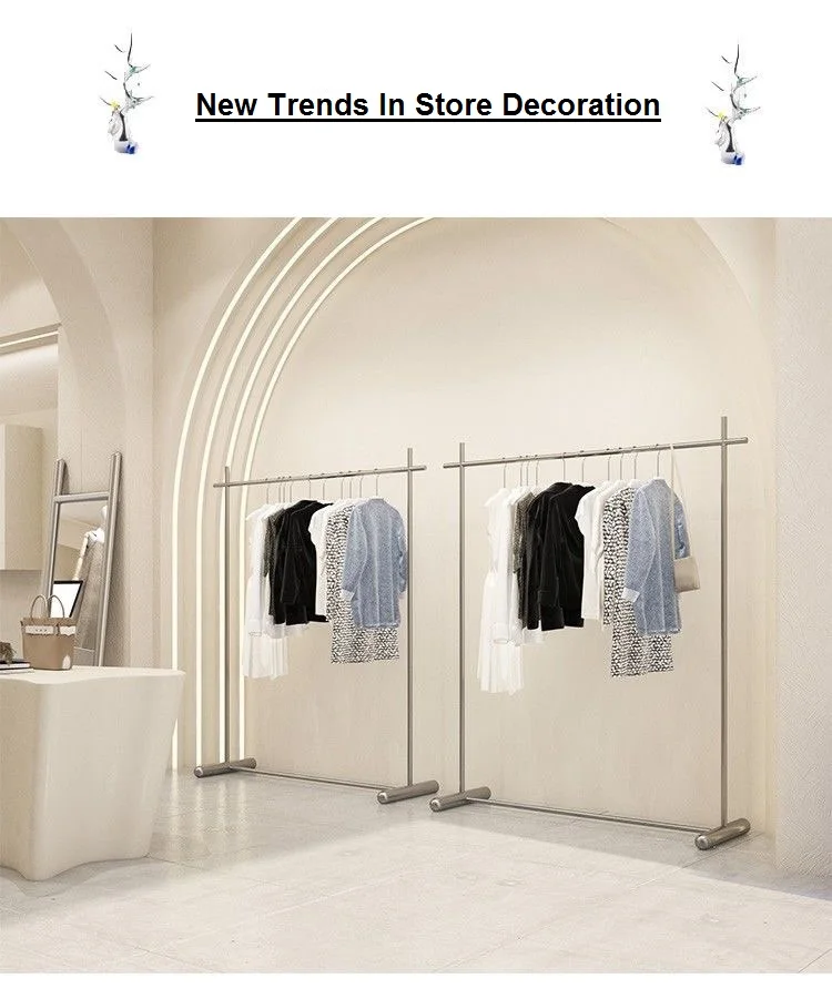 Customized Clothing Store Clothing Rack Floorstanding Stainless Steel