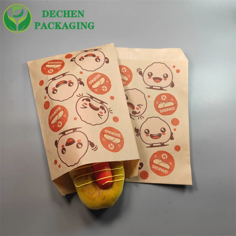 Sac à provisions en papier sac de poulet emballage personnalisé logo take away Food Paper Bag