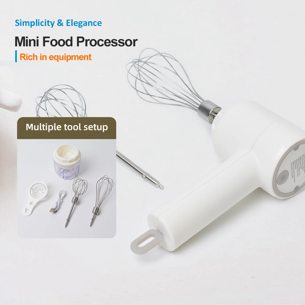 Миксер для взбивания яиц, портативный Перезаряжаемый от USB Многофункциональный ручной измельчитель для овощей и еды