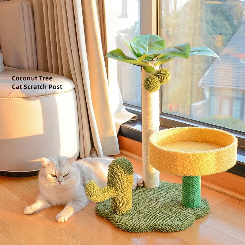 USMILEPET New Arrival Sisal Cat Scratching Post with Hanging Ball Palm  Decor Cat Tree Tower for Kitten Scratcher| Alibaba.com