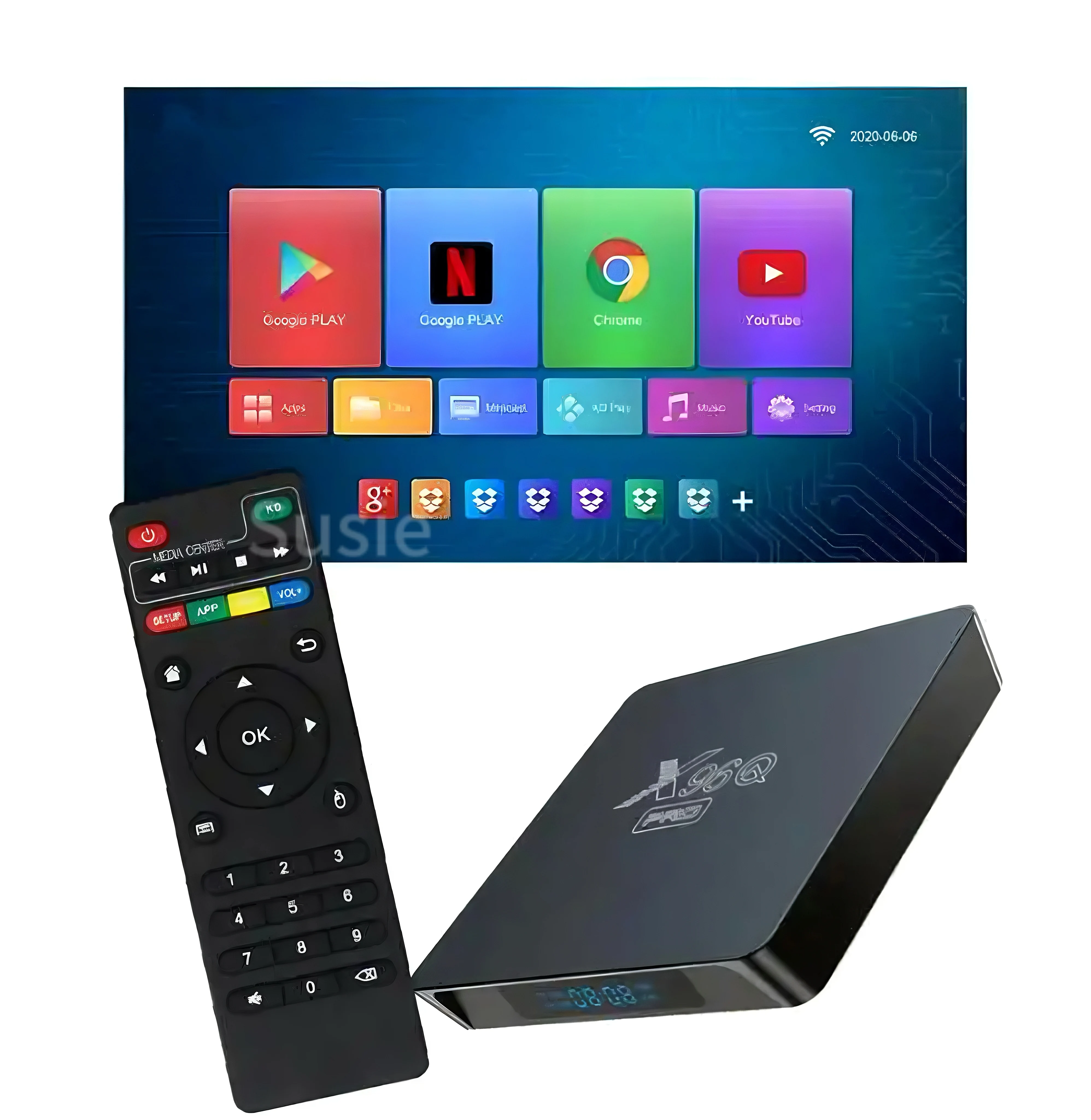 Paling Populer Global Allwinner H313 Quad Core X96Q PRO Android 10 TV Box  dengan multi-bahasa Streaming Media Player Set-top Box