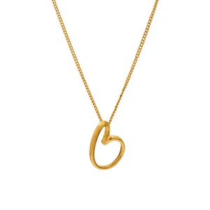 MW Fashion Christian 18K Gold Plated Stainless Steel Heart Shaped Pendant Link Chain Necklace for Women Gift