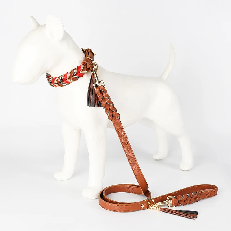 Braided Leather Dog Collar Handmade Wholesale Manufacturer