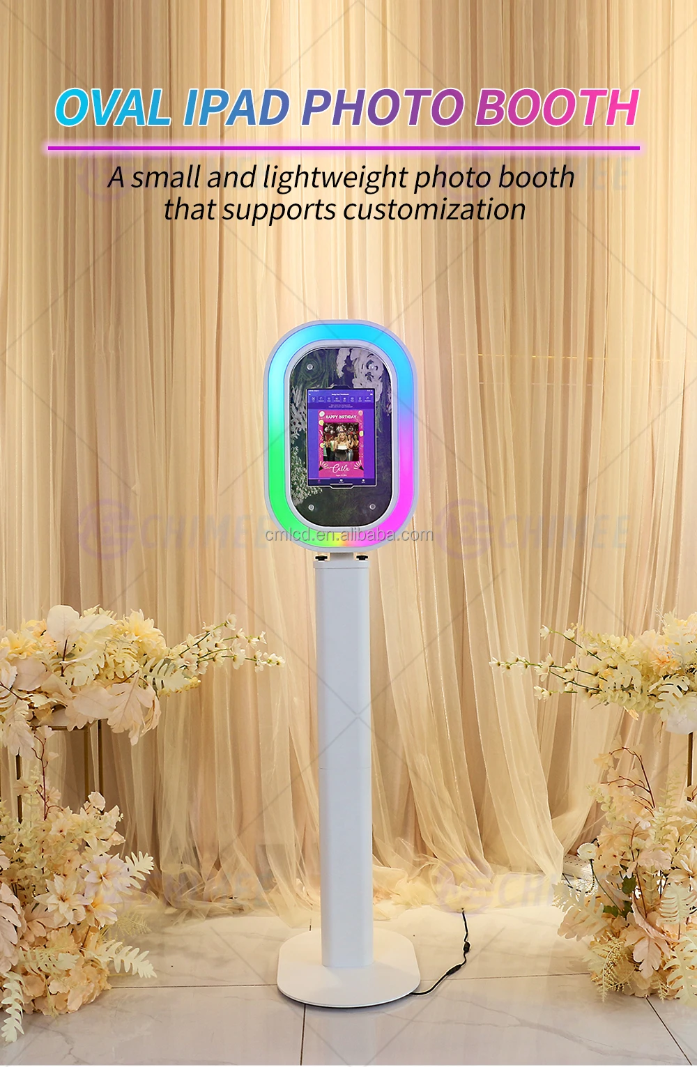 Portable Ipad Oval Photo Booth Kiosk Machine Aluminum Shell Selfie Wedding Photobooth 0281