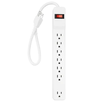 PLUGTUL 7-Outlet Surge Protector 14AWG Braided Cord Wall Mountable Power Strip