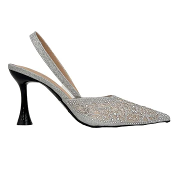 Popular 2024 Wholesale Women High Heel Shoes with Diamond Decoration for Ladies Party or Wedding