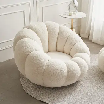 HANYEE Nordic Teddy Living Room Chair Wool Fabric Luxury Single Seater Sofa Accent Lounge Chairs Lazy Sofa