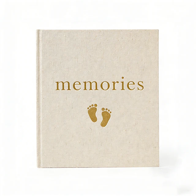 Custom Printing Baby Journal Monthly Diary Notebook Fabric Cover Memory Baby Growth Keepsake Gender Milestone First Year Book