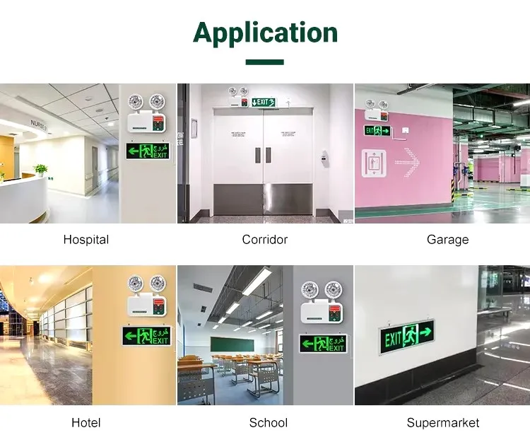 Custom Symbol Emergency Exit Light 3W Energy-Saving Ni-Cd Battery Backup Glass & Aluminum Frame