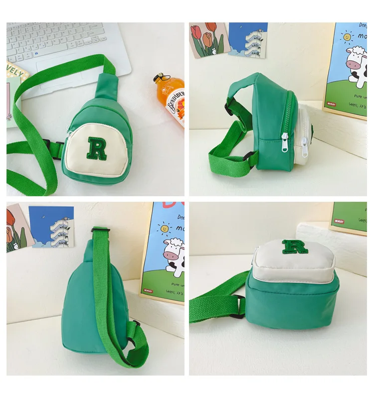 Hot Children's Casual Nylon Zipper Crossbody Bags Boys and Girls Embroidered Letter Shoulder Chest Bag
