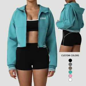 New Winter Sporty Casual Long-sleeved Color-blocking Hooded Zipper Jacket Breathable Windproof Fleece Thick Sweatshirt Fitness